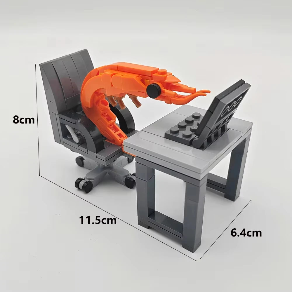Hot Selling Internet Meme Shrimp Assembly Toy Building Block Toy Joint Movable Funny Creative Gift Office Company Decoration