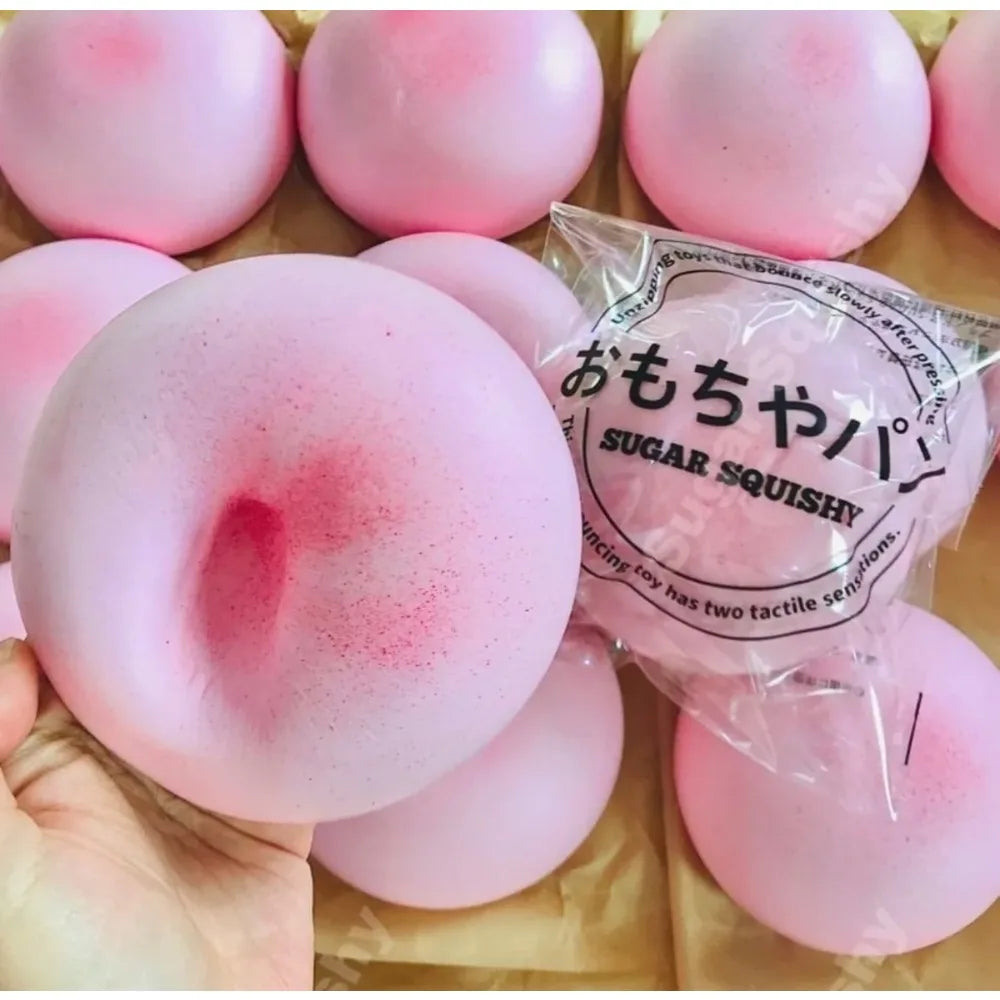 Squishy Simulated Pink Buns Squeeze Toy Soft Stress Relief Slow Rising Sensory Fidget for Anxiety ADHD Autism Gifts for Kids