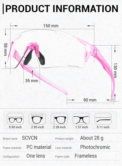 SCVCN Photochromic Cycling Sunglasses Men MTB Cycling Glasses Women Road Bike Glasses Outdoor Bicycle Sunglasses