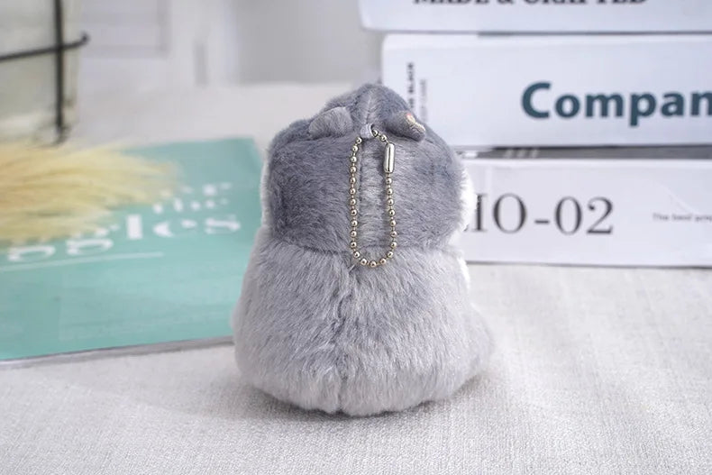 Fluffy Hamster Doll Plush Toys Keychain Pendant Women Girl Faux Fur Pompom Key Ring Trinkets Handbag Backpack School Bag Pendant