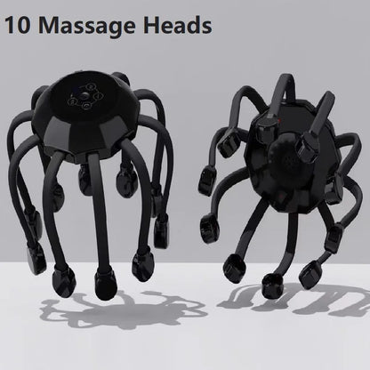 10/20Massage Heads Orange Scalp Head Massager Red Light Vibrator Octopus Scratcher For Relaxation Stress Migraine