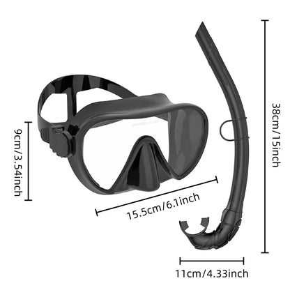 Frameless Diving Mask Wet Snorkel Set Low Internal Volume Pure Soft Silicone Swimming Training Diving Glasses Adjustable