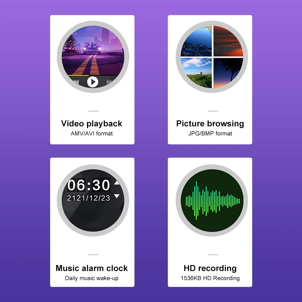 Portable Bluetooth 5.0 MP3 Player With LED Screen Music Stereo Speaker Mini MP4 Video Playback FM Radio Recording For Walkman