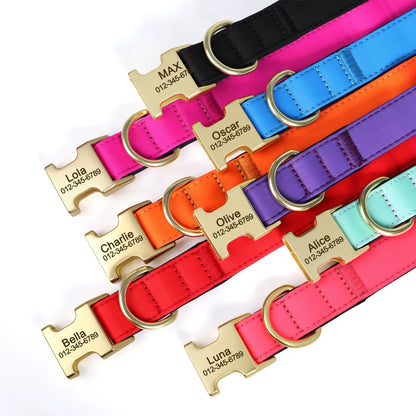8 Colors Nylon Dog Collar Personalized Dog Collars Colorful Custom Pet ID Collars Necklace Breathable for Small Medium Dogs Pug