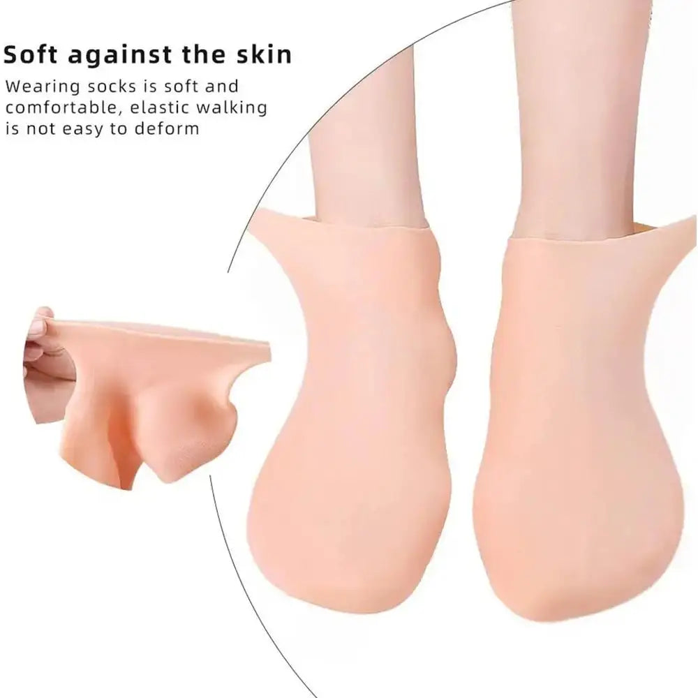 2 Pack Moisturizing Silicone Gel Socks for Dry Cracked Feet Nourishing Skin Lubricating Foot Care Massage Socks