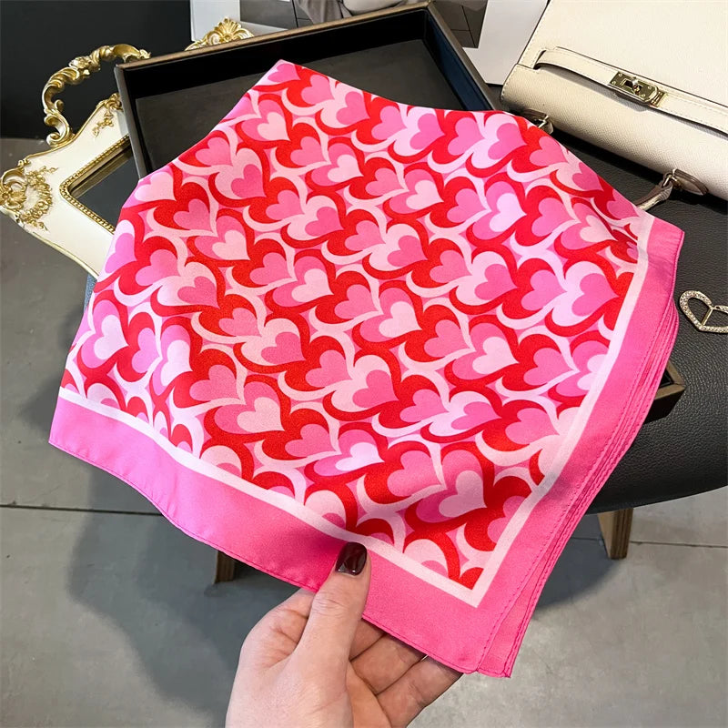 70cm Silk Feeling Square Scarf Women Satin Bandana Print Scarves Head Band Fashion Lady Hair Shawl Wrap Female Neckerchief Hijab
