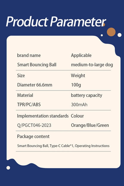 Smart Gravity Bounce Ball Dog Toy Ball Pet Toy Ball Random Jumping and Rolling Battery Life 4 Hours Large Small Dog Toy