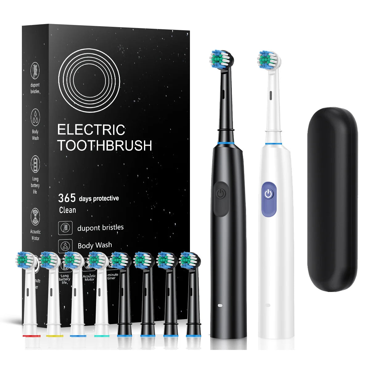 HOMEFISH Bestselling 5-Speed Rotating Electric Toothbrush 360° Rotating Soft Bristle Head Waterproof Sonic Rechargeable