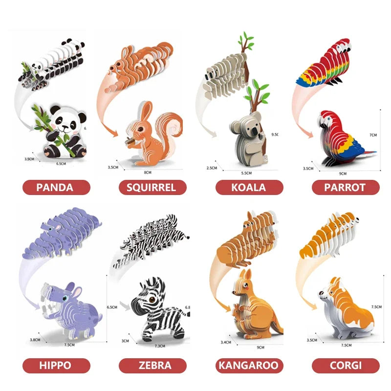 Children's Cartoon Dinosaurs 3D Three-dimensional Puzzle Toys DIY Puzzle Creative Paper Animal Model Assembly  baby toys