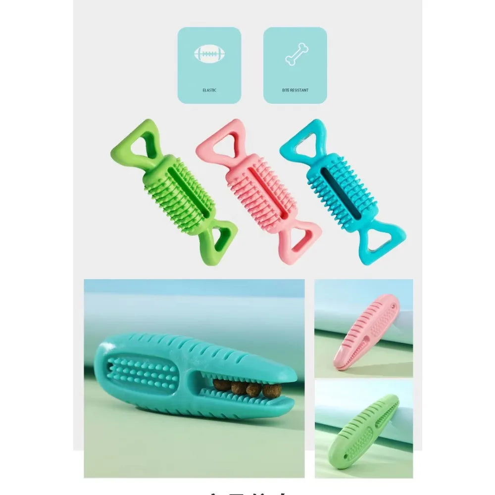 Dog Hollow Ball Toy Rubber Chew Toys for Dogs Cleaning Teeth Molar Bite Resistant Toy with Bell Puppy Training Game