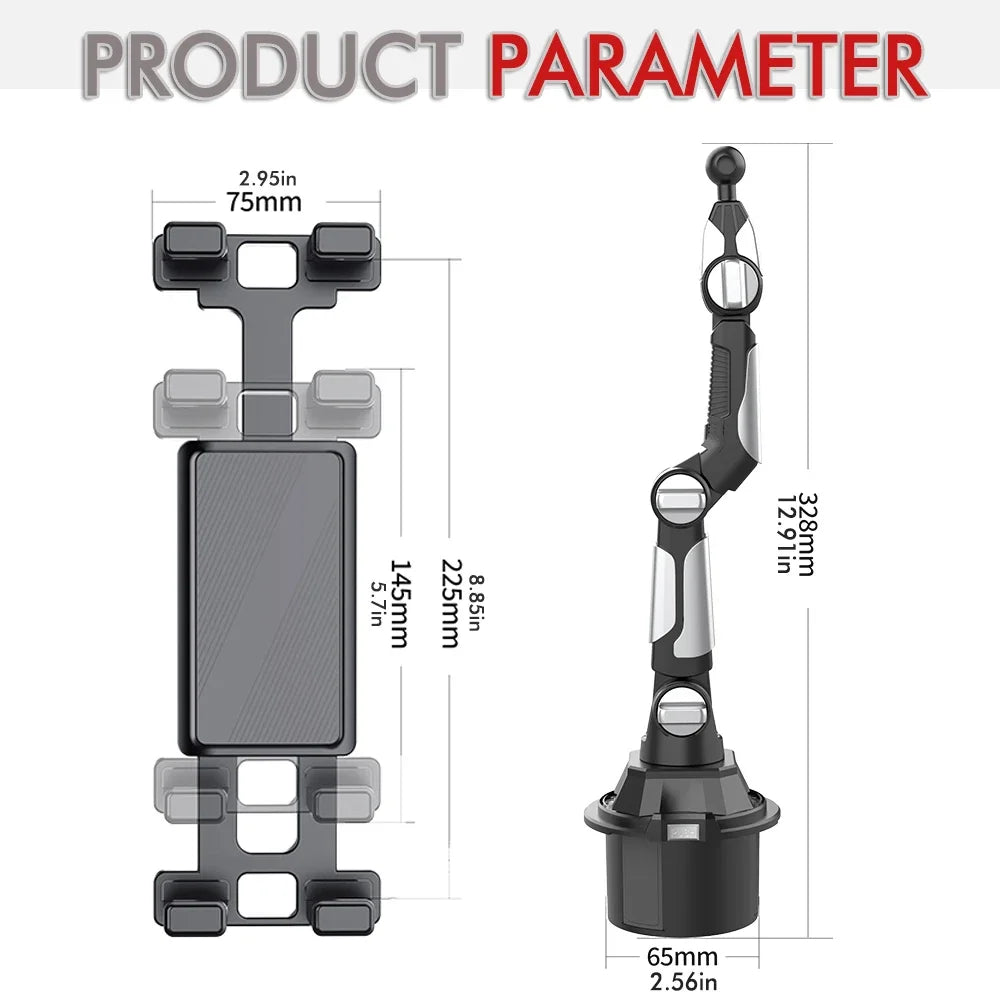 Car Cup Holder Phone Tablet Mount 360 Rotation Flexible Arm Stand For iPhone Android iPad Auto Interior Accessory Daily Use