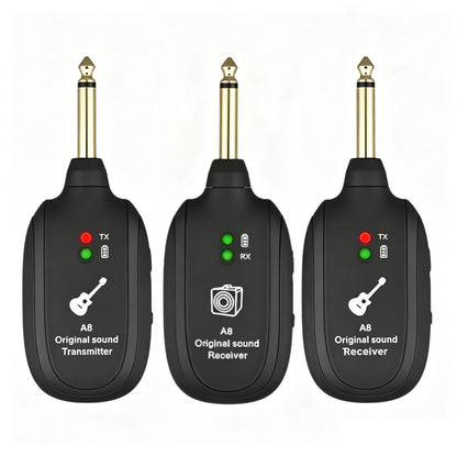 Miwayer A8 Guitar Wireless System - Built-in Rechargeable Transmitter & Receiver for Electric Guitar/Bass