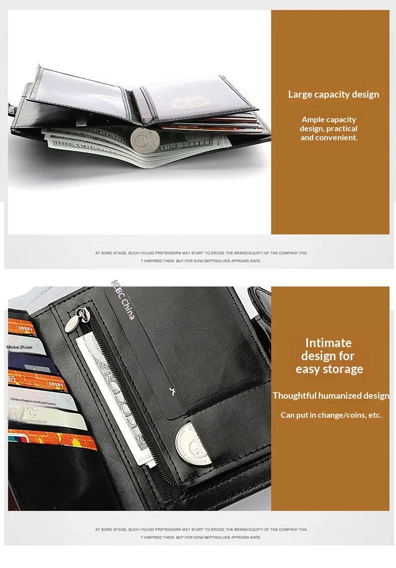 HOMEFISH Stylish Travel Passport Bag Multi-Card Card Holder Portable Multi-Function Men's Wallet