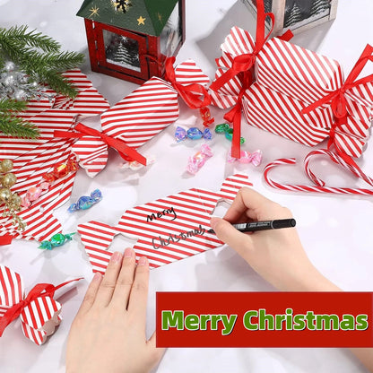 Candy Box For Christmas With Ribbons DIY Sweets Chocolate Biscuit Cookies Decoration Party Gift Xmas Wedding Paper Package Boxes