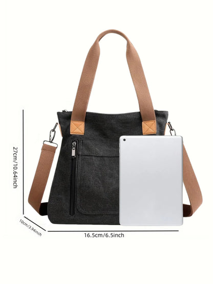 Women's Versatile Handbag Large Capacity Canvas Casual Shoulder Crossbody Bag