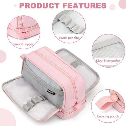 Large-Capacity Portable Pencil Case Minimalist Multi-Compartment Pencil Case Stationery Organizer Desktop Storage Pouch