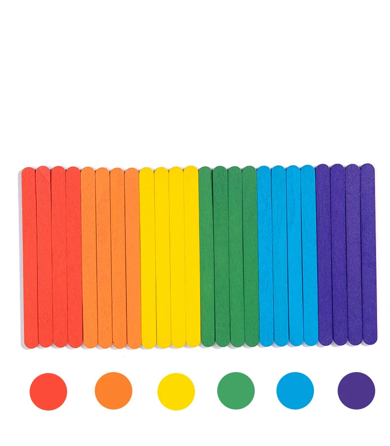 Kids Rainbow Stick Thinking Puzzle Wooden DIY Ice Cream Stick Puzzle Challenge Table Games Montessori Educational Children Toys