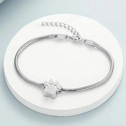 Cremation Jewelry Stainless Steel Adjustable Bangle Memorial Paw Print  Bracelets Ash Holder for Pet Keepsake Jewelry