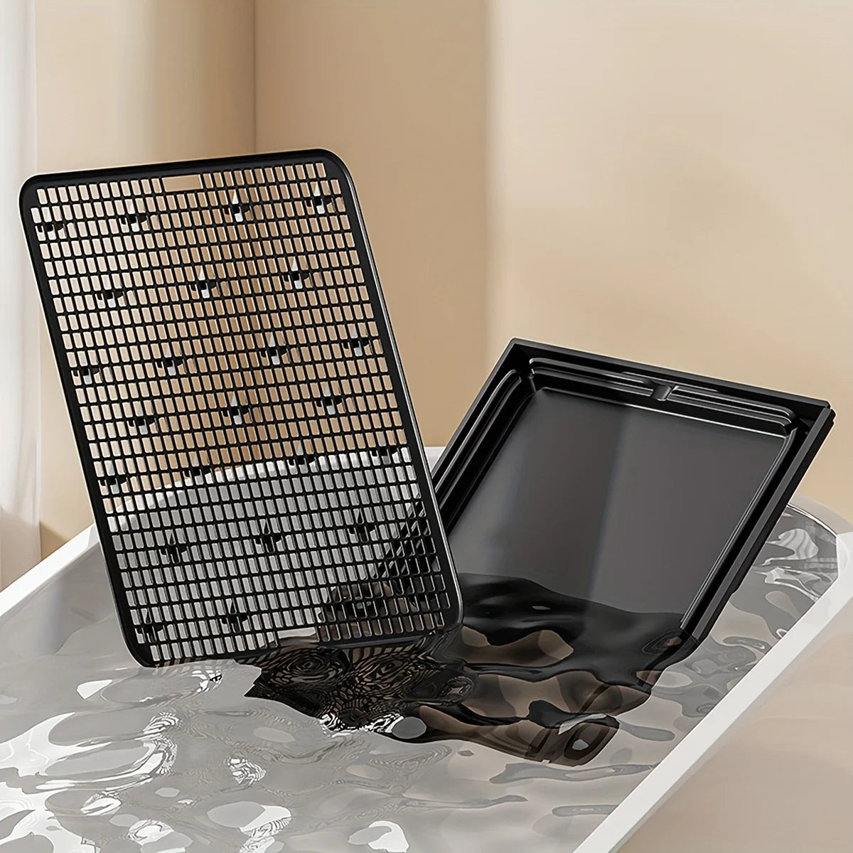 KEMORELA 2-in-1 Dog Potty Tray And Cat Litter Mat Non-Slip Waterproof Soft Paw-Friendly Grid Pattern for Easy Cleaning