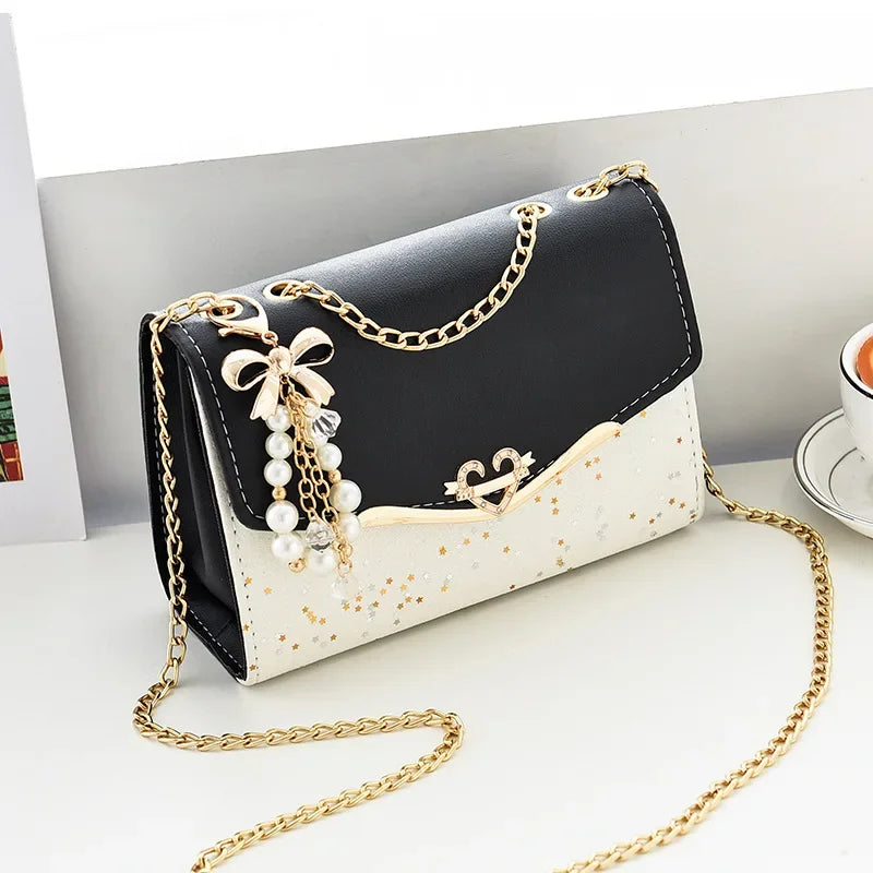 Crossbody women's bag with pendant chain Korean version ins fashion and versatile premium shoulder bag
