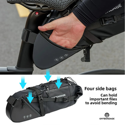 OFFBONDAGE Bicycle Saddlebag Waterproof 15L Large Capacity Bike Bag Cycling Tail Bag MTB Foldable Rear Bag Bike Road Luggage