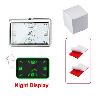 Auto Fashion Square Watch Car Clock Interior Decoration Self-adhesive Electronic Vent Clip Watch Automobile Quartz Clock
