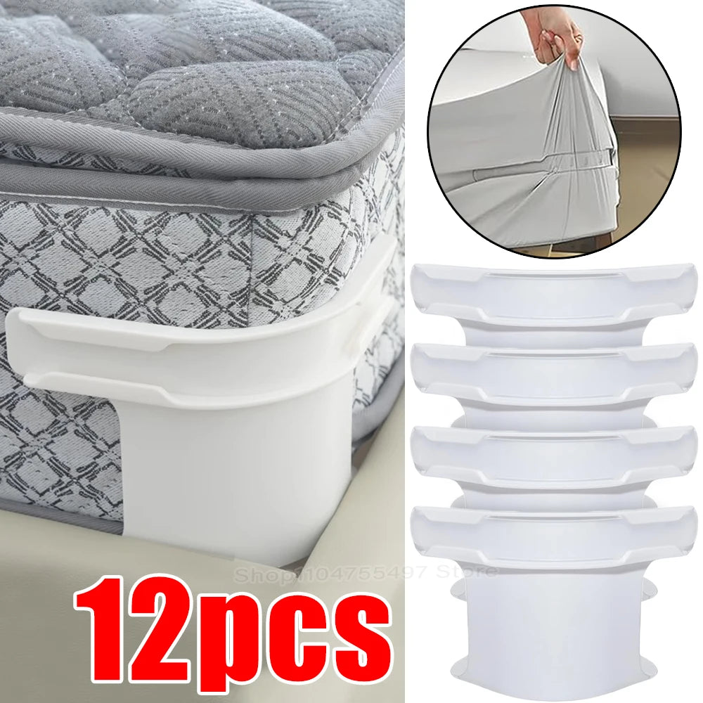 Universal Bedsheet Corner Tightener Clips Invisible Bedspread Secure Holder with Heavy-Duty Mattress Straps Sheets Slot Locks