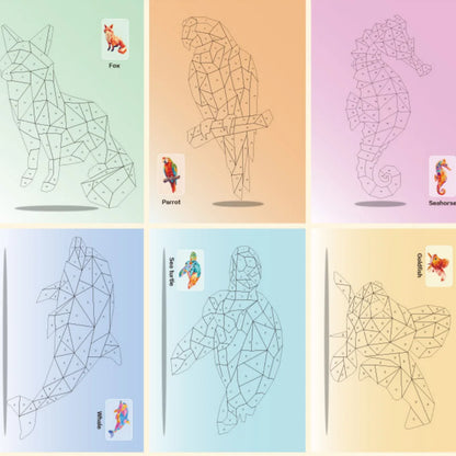 3D Geometric Heteroideus Animal Puzzle Stickers Puzzle Stress Relieving Block Drawing DIY Stickers Basic /Advanced Version/2PCS