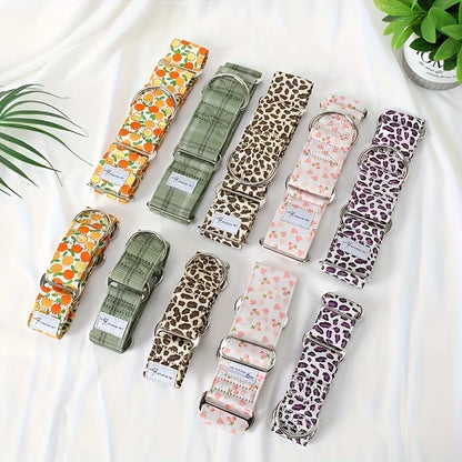 Martinagle Wide Adjustable Dog Collar, Soft Patterned Anti-Pull Collar for Medium-Sized Dogs, Suitable for Italian Greyhounds, Whippets, and Visual Hunting Dogs