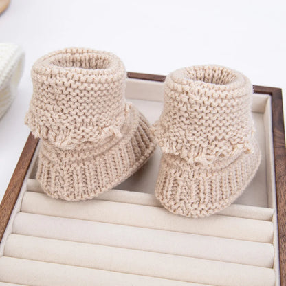 2Pcs/Pair Baby Knit Socks 0-12M Solid Cochet  Walking Socks Newborn Photography Prop Infant Birthday Gift Handmade Boutique Sock