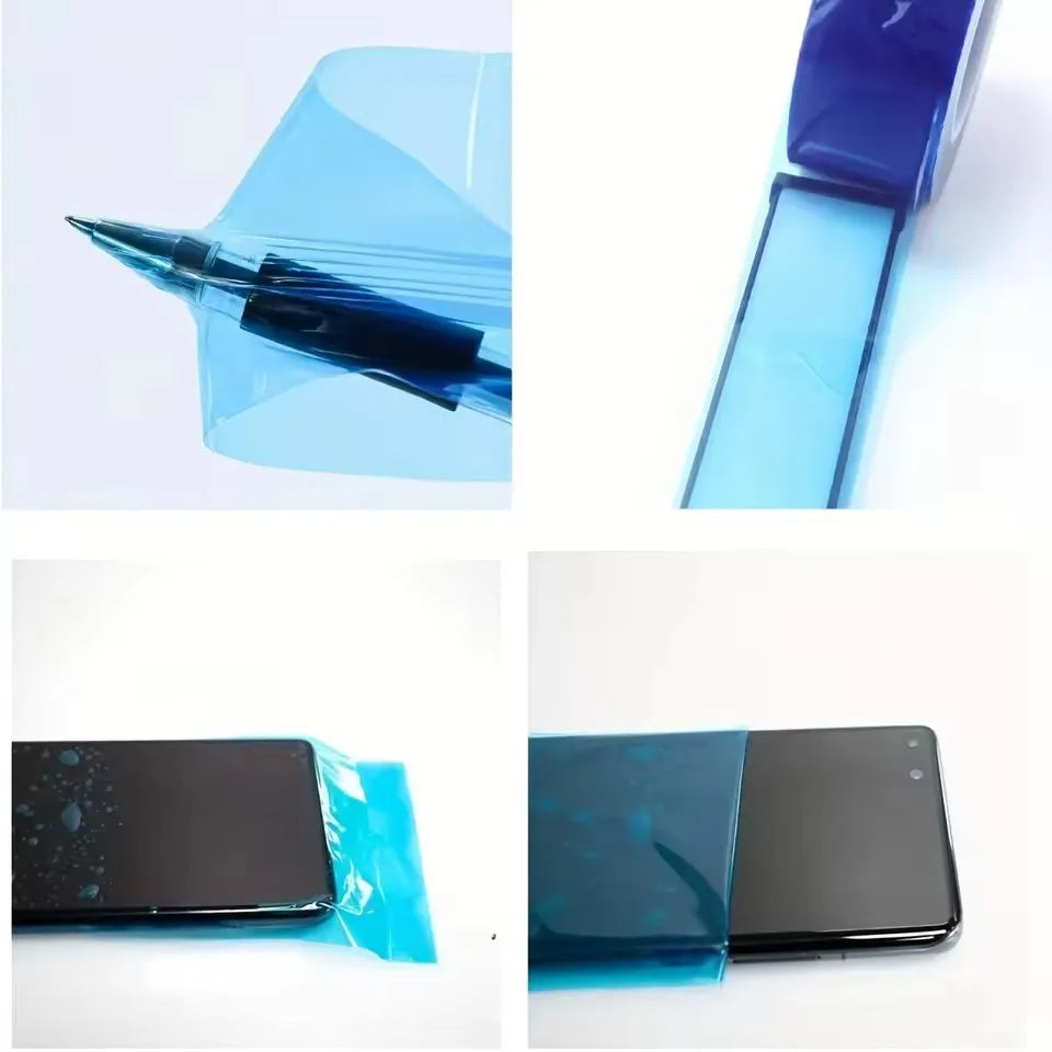 1pc Blue PE Wheel Rim Protector Film No-Residue Adhesive Aluminum Alloy Door & Window Self-Adhesive Tape Car Repair Patch Tool