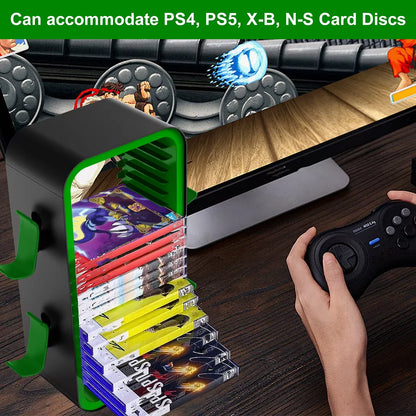 LinYuvo Game Storage Tower - Universal Video Game Organizer for PS4, PS5, Xbox, Switch and Blu-Ray - Holds 18 Disks