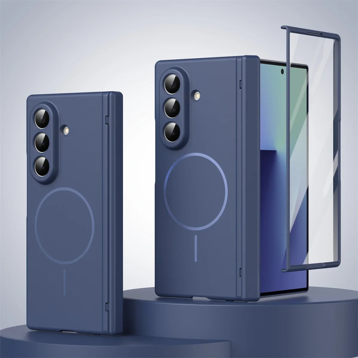 Hinge Protective Magnetic Phone Case for Samsung Galaxy Z Fold 7 6 5 4 3 5G for Magsafe Fold7 Fold6 with Screen Protector Cover