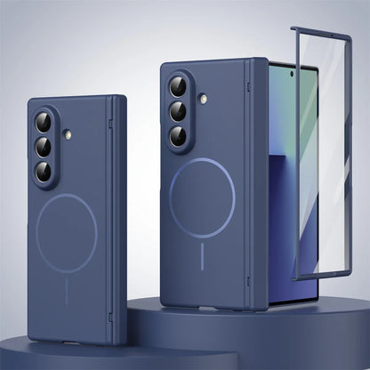 Hinge Protective Magnetic Phone Case for Samsung Galaxy Z Fold 7 6 5 4 3 5G for Magsafe Fold7 Fold6 with Screen Protector Cover