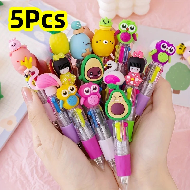 5-20Pcs/Lot Cute Cartoon 4 Color Mini Ballpoint Pen KawaiiUnicorn Flamingo Retractable Stationery Gift SchooOoffice Supplies