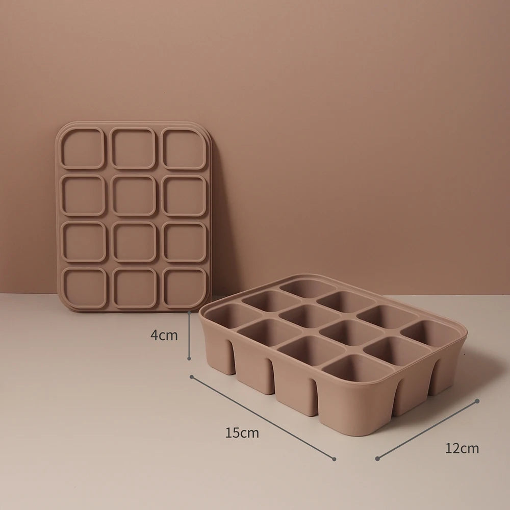 baby Ice Cube Tray Silicone with Lids Flexible Ice Molds for Beverages,Baby Food storage mould, BPA-free