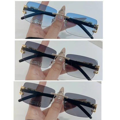 1 Pc Fashionable Women Men Sunglasses Frameless Rectangular Personalized Sunglasses for Daily Life Vintage Sun Glasses