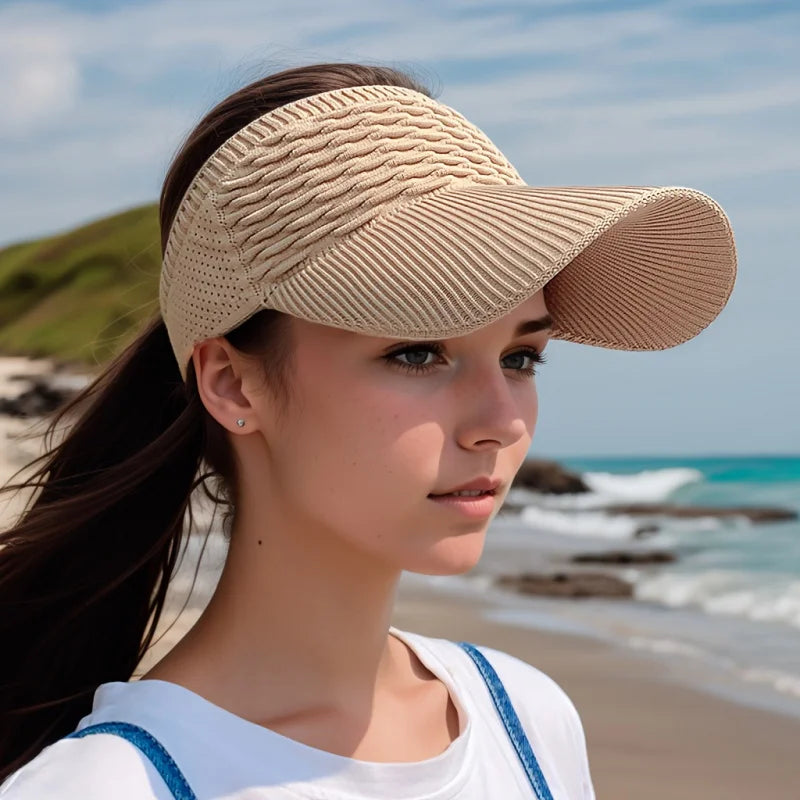 1pc Women Anti-UV Sun Hats Breathable Adjustable Empty Top Visor Caps for Tennis Golf Running Travel Beach Sport Outdoor Hat