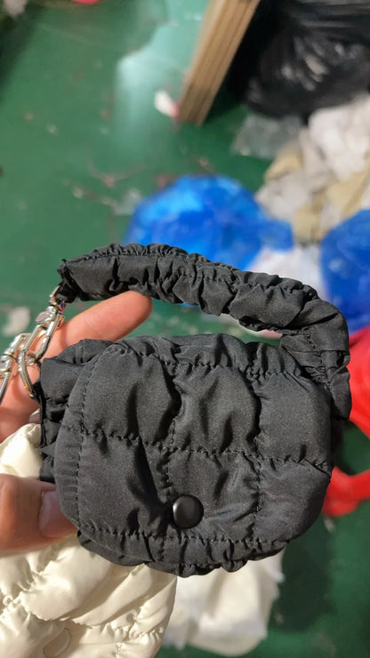 Mini Bag Edgy Black Mini Cloud Waist Pack Lightweight Solid Secure Button Closure with Decorative Coin Purse and Headphone Bag
