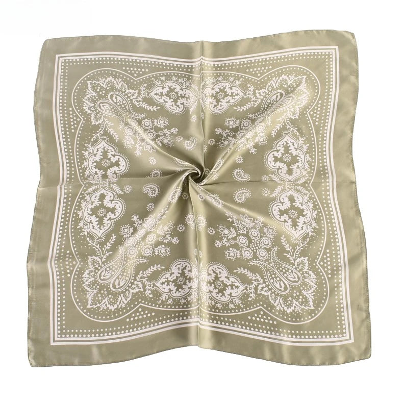 68cm Paisley Small Cashew Flower Scarf for Women Spring and Summer Thin Satin Square Scarf Retro Versatile Headscarf Shawl
