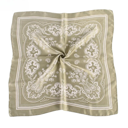 68cm Paisley Small Cashew Flower Scarf for Women Spring and Summer Thin Satin Square Scarf Retro Versatile Headscarf Shawl