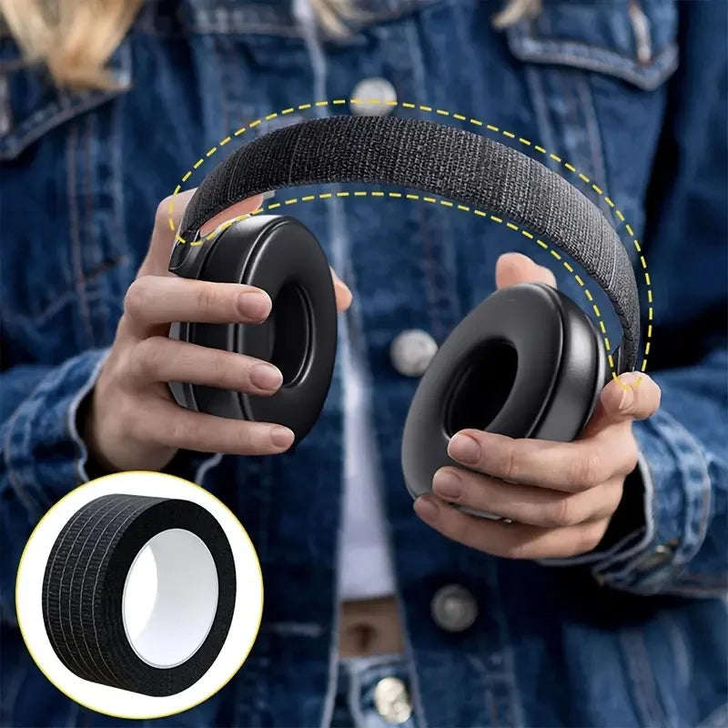 3-Pack Tearable Headphone Headband Protector Tape, Anti-Aging Peeling Repair Strip for Over-Ear Headsets, Durable Fiber Material