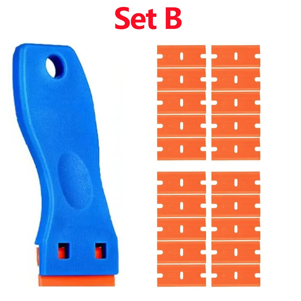 Plastic Razor Blade Scraper Tool Razor Scraper With Plastic Blades Cleaning Scraper Remover For Floor Stove Car Window Glass