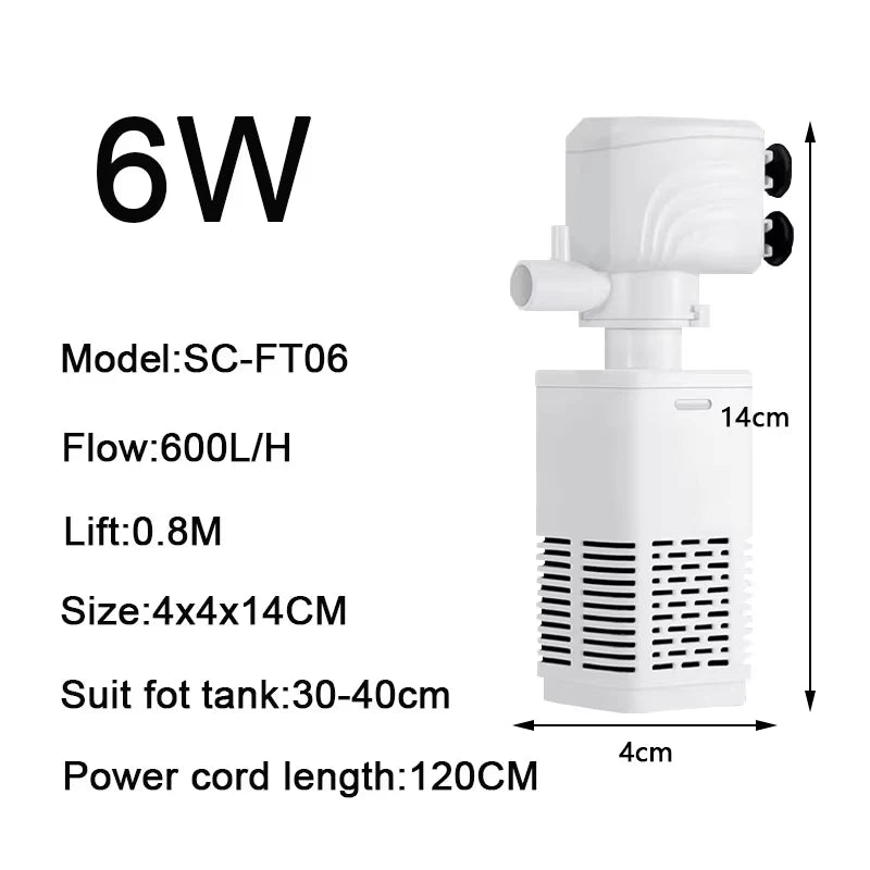 3 in 1 Aquarium Filter Pump Silent Fish Tank Submersible Air Oxygen Aerator Aquarium Air Pump Water Changer Pump Wave Maker 220v