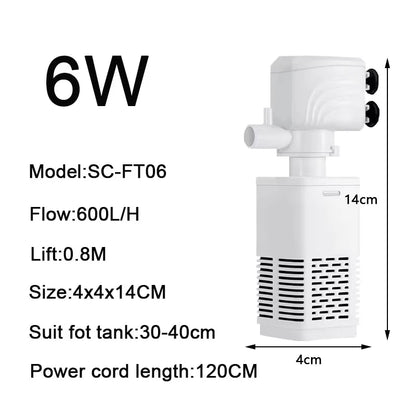 3 in 1 Aquarium Filter Pump Silent Fish Tank Submersible Air Oxygen Aerator Aquarium Air Pump Water Changer Pump Wave Maker 220v
