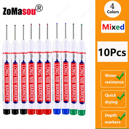 1-100Pcs 2cm Waterproof Long Head Markers Deep Hole Marker Pen for Metal Carpenter Red/Black/Blue/Green Ink Woodworking Tools