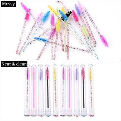 100/50pcs Christmas Eyelash Brush Tube Reusable Eyebrow Brushes Mascara Wand Dust-proof Storage Tubes Cosmetics Makeup Tools