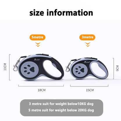 3M/5Metre Dog Leash Walking Automatic Pet Collar ABS Case Nylon Rope Dog Harness Dog footprint Puppy Dog Footprints Keychain