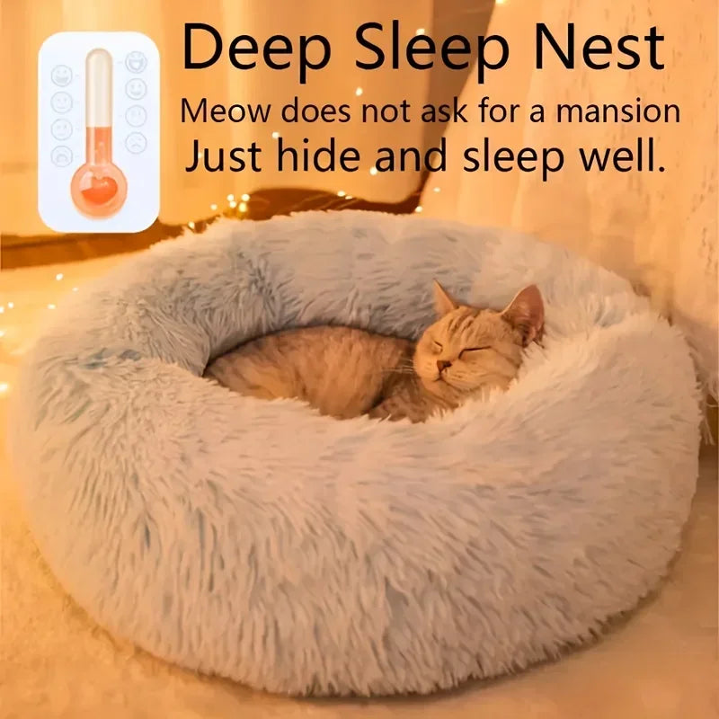 Cozy Plush Pet Bed for Cats & Small Dogs - Soft PU, Contemporary Style, Non-Assemble, Ideal for Kittens & Puppies Up to 3lbs