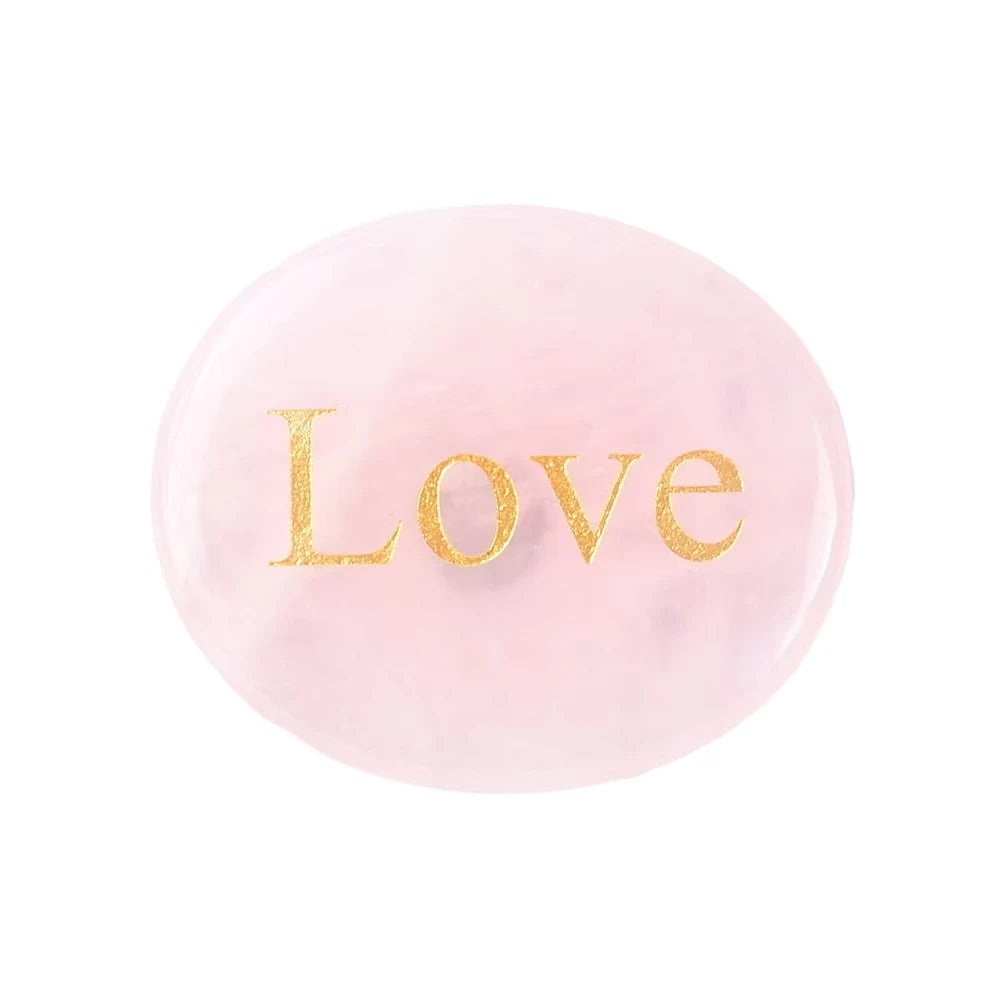 Crystal Worry Stone Double Plane Shaped Piece Inspirational Palm Stone, Engraved With Words To Relieve Worries Jade Energy Stone